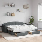 2-in-1 Slaapbank met Onderbouwbed voor Woonkamer en Slaapkamer - Donkergrijs / 80 x 200 cm / met onderschuifbed en lade