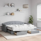 2-in-1 Slaapbank met Onderbouwbed voor Woonkamer en Slaapkamer - Lichtgrijs / 80 x 200 cm / met onderschuifbed en lade