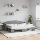2-in-1 Slaapbank met Onderbouwbed voor Woonkamer en Slaapkamer - Lichtgrijs / 80 x 200 cm / met onderschuifbed