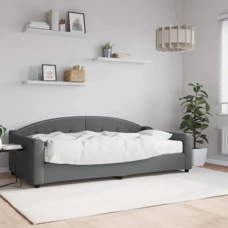 2-in-1 Slaapbank met Onderbouwbed voor Woonkamer en Slaapkamer - Donkergrijs / 100 x 200 cm / met matras - Bedden &