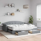 2-in-1 Slaapbank met Onderbouwbed voor Woonkamer en Slaapkamer - Lichtgrijs / 90 x 200 cm / met onderschuifbed en lade