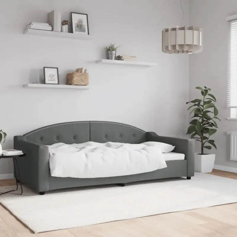 2-in-1 Slaapbank met Onderbouwbed voor Woonkamer en Slaapkamer - Donkergrijs / 90 x 190 cm / zonder matras - Bedden &