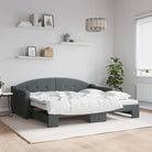 2-in-1 Slaapbank met Onderbouwbed voor Woonkamer en Slaapkamer - Donkergrijs / 90 x 190 cm / met onderschuifbed
