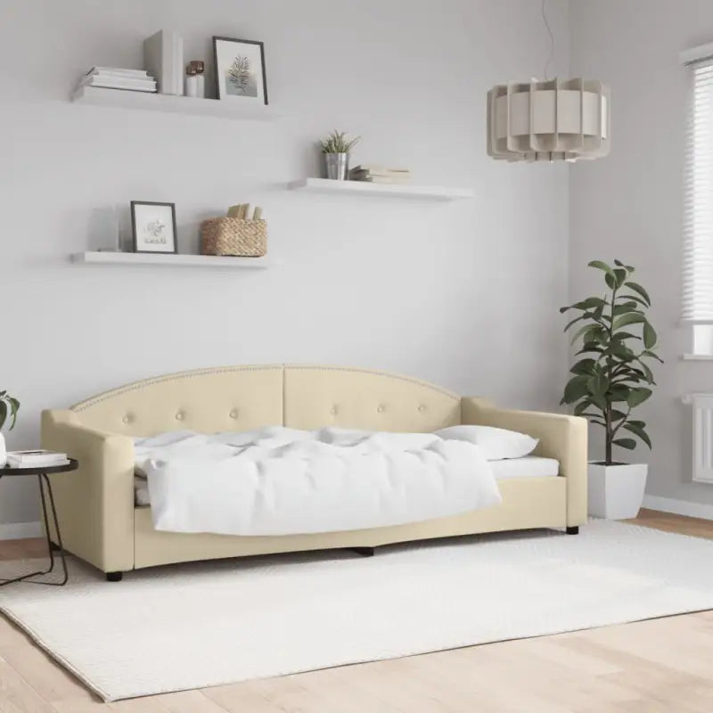 2-in-1 Slaapbank met Onderbouwbed voor Woonkamer en Slaapkamer - Crème / 80 x 200 cm / zonder matras - Bedden &