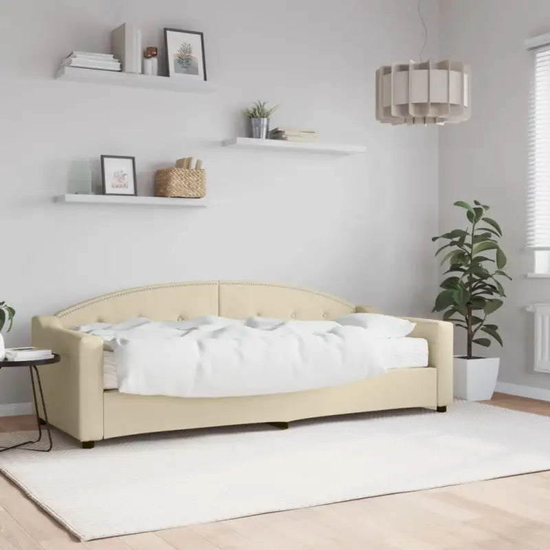 2-in-1 Slaapbank met Onderbouwbed voor Woonkamer en Slaapkamer - Crème / 80 x 200 cm / met matras - Bedden & bedframes