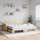 2-in-1 Slaapbank met Onderbouwbed voor Woonkamer en Slaapkamer - Crème / 90 x 200 cm / met onderschuifbed - Bedden &