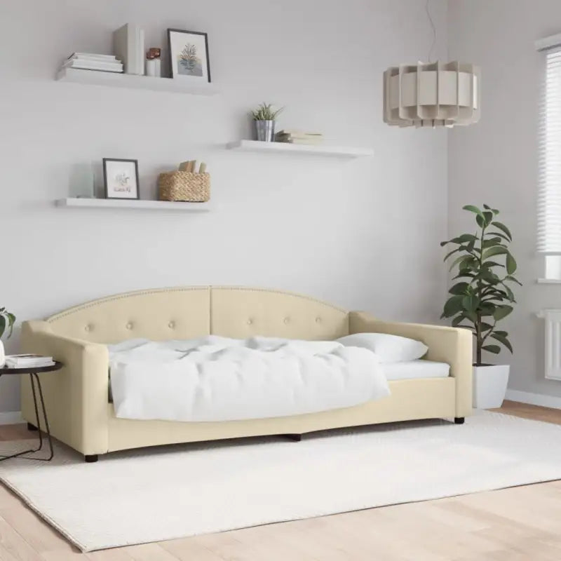 2-in-1 Slaapbank met Onderbouwbed voor Woonkamer en Slaapkamer - Crème / 100 x 200 cm / zonder matras - Bedden &