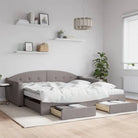 2-in-1 Slaapbank met Onderbouwbed voor Woonkamer en Slaapkamer - Taupe / 100 x 200 cm / met onderschuifbed en lade