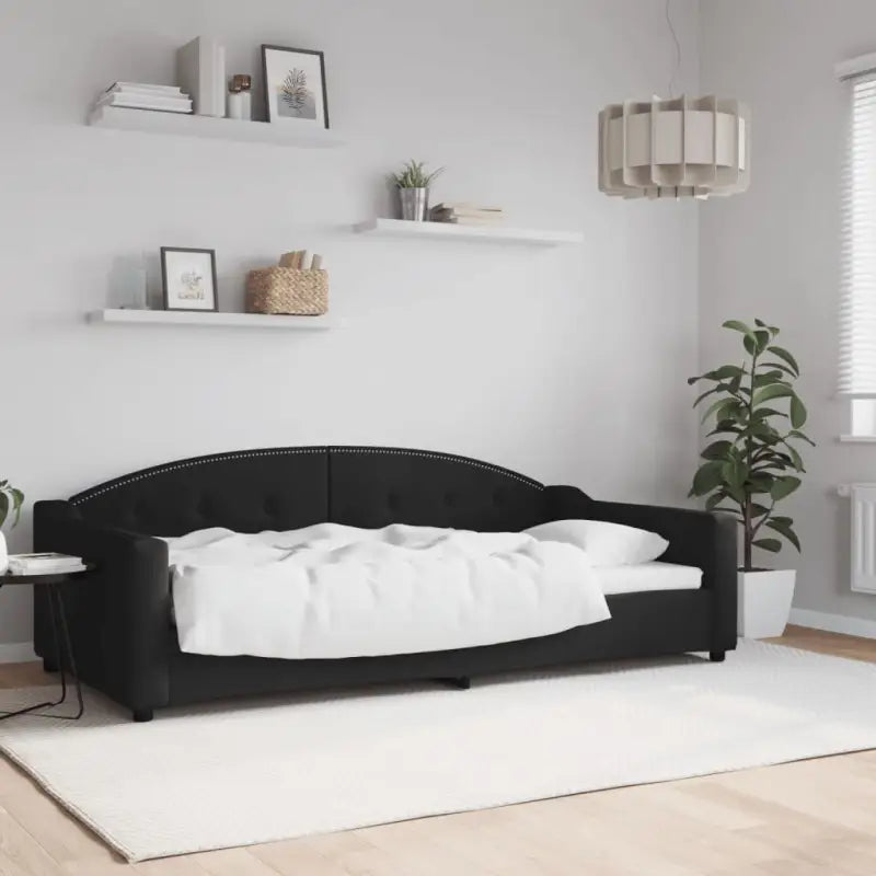 2-in-1 Slaapbank met Onderbouwbed voor Woonkamer en Slaapkamer - Zwart / 100 x 200 cm / zonder matras - Bedden &