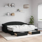2-in-1 Slaapbank met Onderbouwbed voor Woonkamer en Slaapkamer - Zwart / 80 x 200 cm / met onderschuifbed en lade