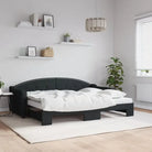 2-in-1 Slaapbank met Onderbouwbed voor Woonkamer en Slaapkamer - Zwart / 80 x 200 cm / met onderschuifbed en matras