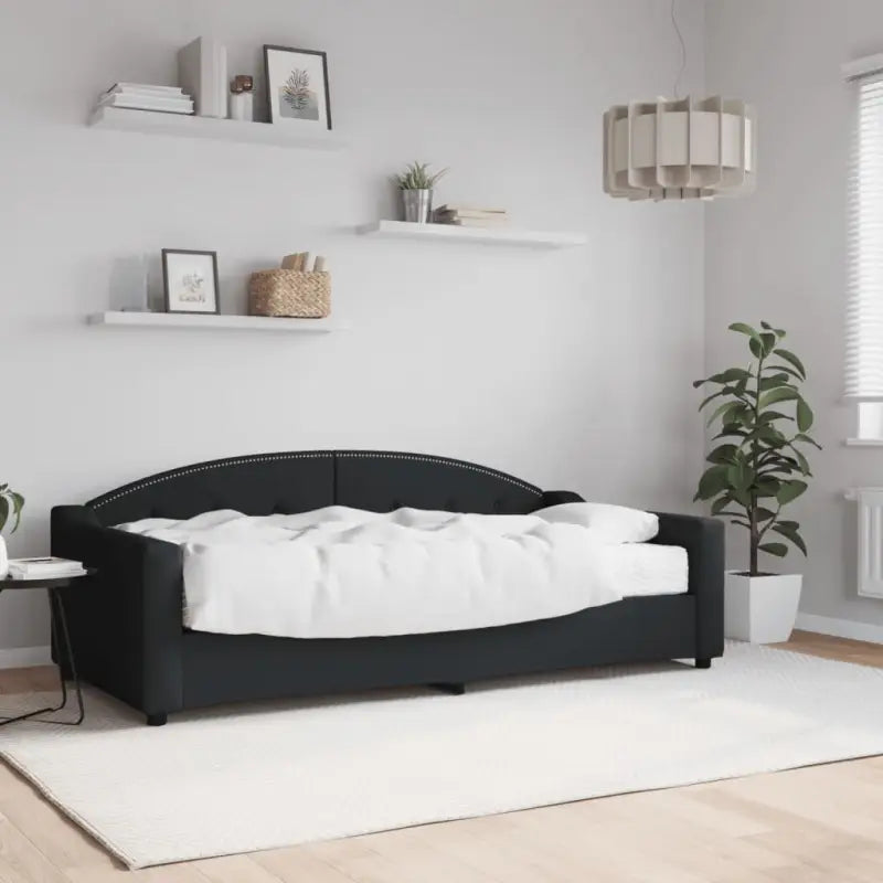 2-in-1 Slaapbank met Onderbouwbed voor Woonkamer en Slaapkamer - Zwart / 90 x 190 cm / met matras - Bedden & bedframes