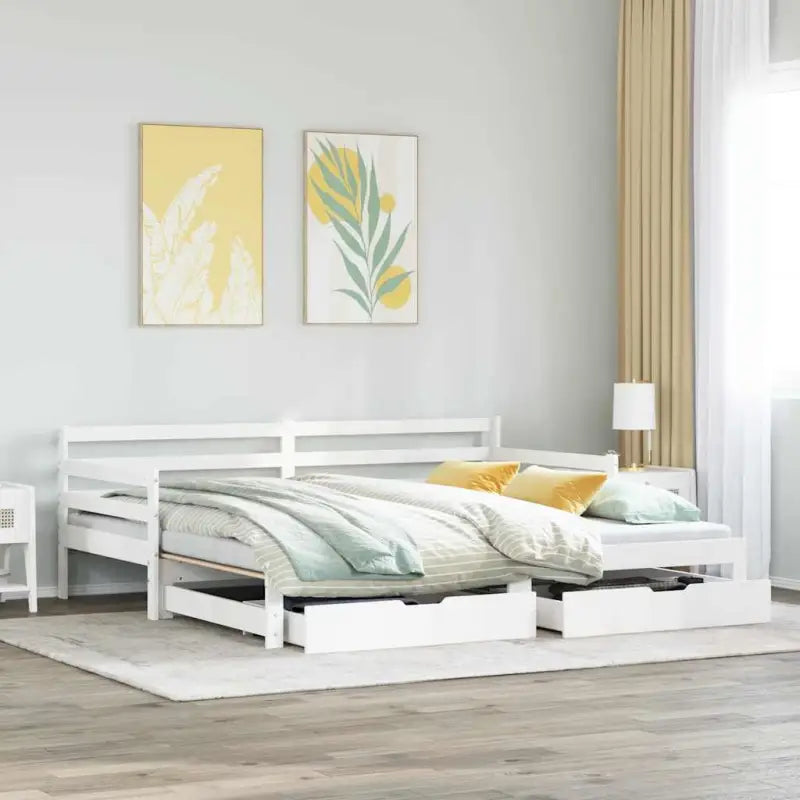 2-in-1 slaapbank met onderschuifbed van massief grenenhout - Bedden & bedframes