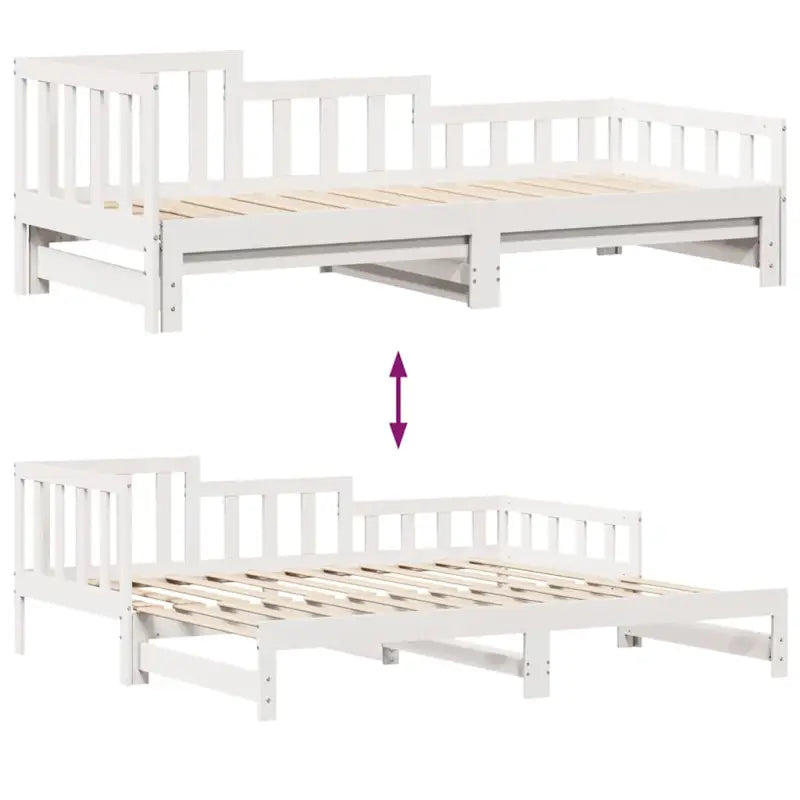 2-in-1 Slaapbank met onderschuifbed van massief grenenhout - Bedden & bedframes