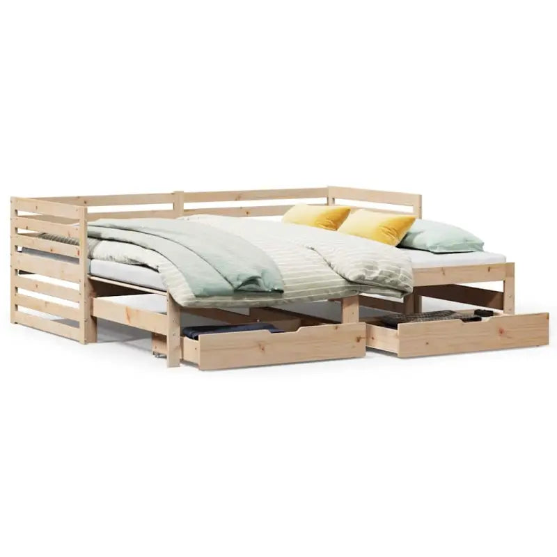 2-in-1 Slaapbank met onderschuifbed van massief grenenhout - Bedden & bedframes