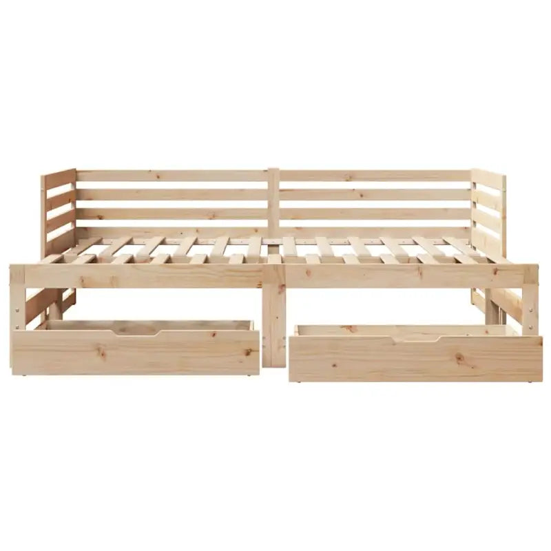 2-in-1 Slaapbank met onderschuifbed van massief grenenhout - Bedden & bedframes