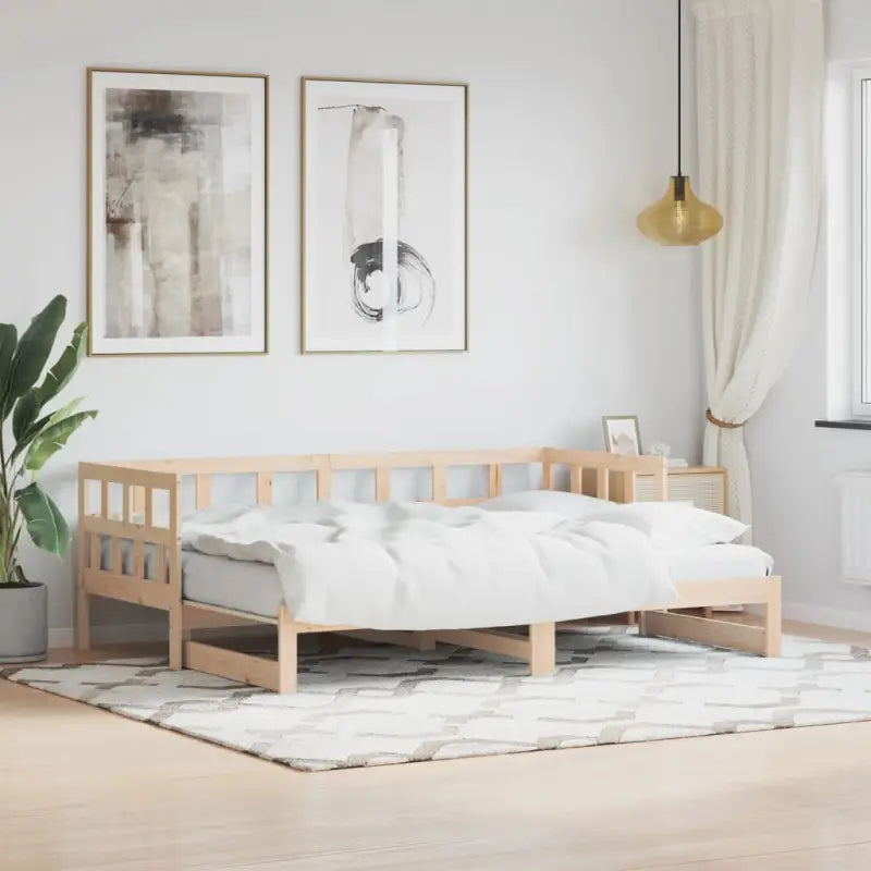 2-in-1 slaapbank met onderschuifbed van massief grenenhout - Naturel / 90 x 190 cm - Bedden & bedframes