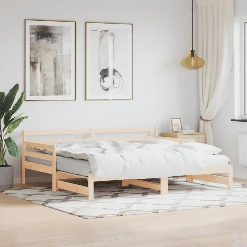 2-in-1 slaapbank met onderschuifbed van massief grenenhout - Naturel / 80 x 200 cm - Bedden & bedframes