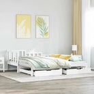 2-in-1 Slaapbank met onderschuifbed van massief grenenhout - Wit / 80 x 200 cm - Bedden & bedframes