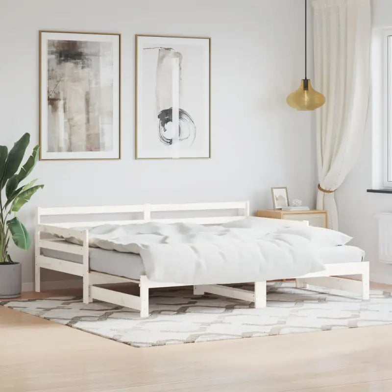 2-in-1 slaapbank met onderschuifbed van massief grenenhout - Wit / 90 x 190 cm - Bedden & bedframes