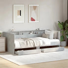 2-in-1 slaapbank van bewerkt hout met lades inclusief levering bevat - Betongrijs / 90 x 190 cm - Bedden & bedframes