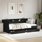 2-in-1 slaapbank van bewerkt hout met lades inclusief levering bevat - Zwart / 90 x 190 cm - Bedden & bedframes