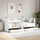 2-in-1 slaapbank van bewerkt hout met lades inclusief levering bevat - Wit / 75 x 190 cm - Bedden & bedframes