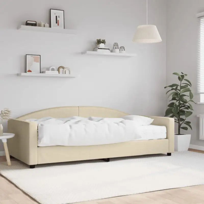 2-in-1 Slaapbank voor in woonkamer of slaapkamer - Crème / 100 x 200 cm / met matras - Bedden & bedframes