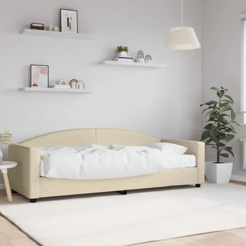 2-in-1 Slaapbank voor in woonkamer of slaapkamer - Crème / 80 x 200 cm / met matras - Bedden & bedframes
