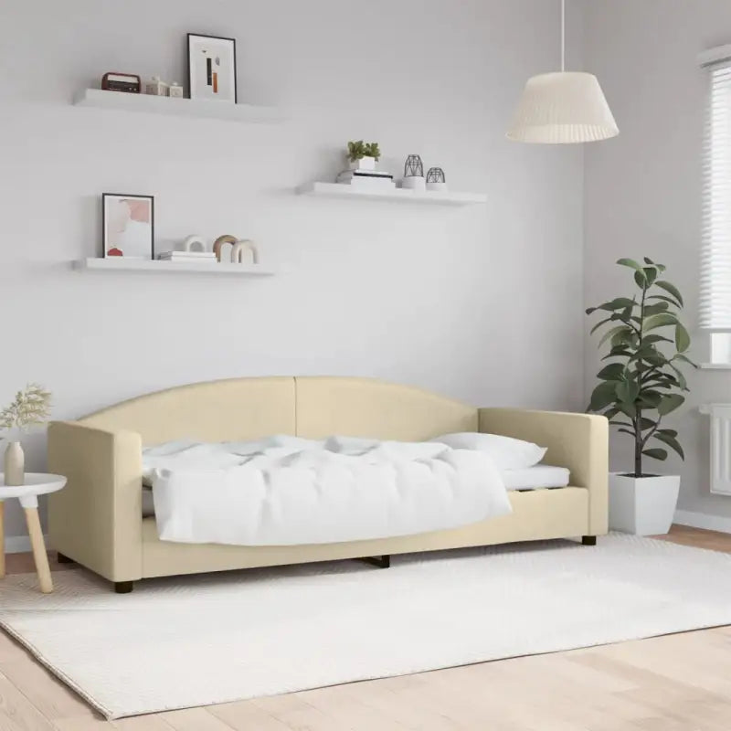 2-in-1 Slaapbank voor in woonkamer of slaapkamer - Crème / 80 x 200 cm / zonder matras - Bedden & bedframes