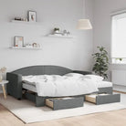 2-in-1 Slaapbank voor in woonkamer of slaapkamer - Donkergrijs / 90 x 190 cm / met onderschuifbed en lade en matras