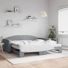 2-in-1 Slaapbank voor in woonkamer of slaapkamer - Lichtgrijs / 100 x 200 cm / met onderschuifbed en matras - Bedden &