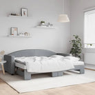 2-in-1 Slaapbank voor in woonkamer of slaapkamer - Lichtgrijs / 80 x 200 cm / met onderschuifbed en matras - Bedden &