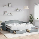 2-in-1 Slaapbank voor in woonkamer of slaapkamer - Lichtgrijs / 90 x 200 cm / met onderschuifbed en lade - Bedden &