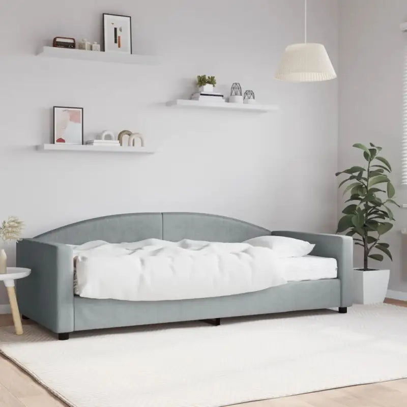 2-in-1 Slaapbank voor in woonkamer of slaapkamer - Lichtgrijs / 90 x 200 cm / met matras - Bedden & bedframes