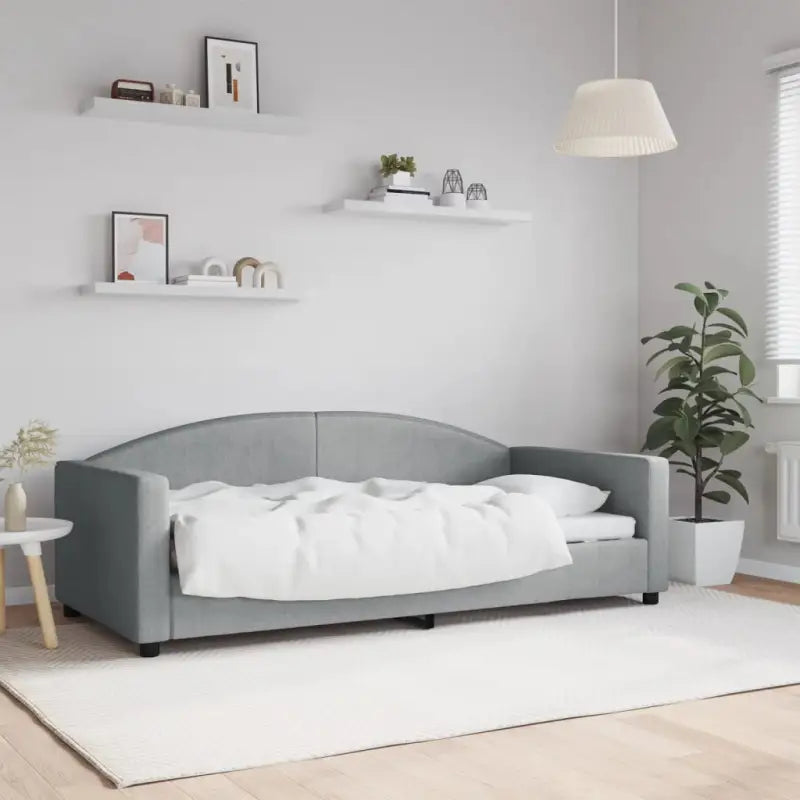 2-in-1 Slaapbank voor in woonkamer of slaapkamer - Lichtgrijs / 90 x 190 cm / zonder matras - Bedden & bedframes