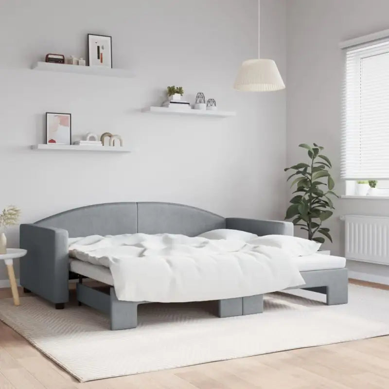 2-in-1 Slaapbank voor in woonkamer of slaapkamer - Lichtgrijs / 90 x 190 cm / met onderschuifbed - Bedden & bedframes