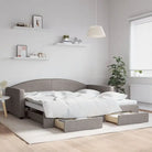 2-in-1 Slaapbank voor in woonkamer of slaapkamer - Taupe / 100 x 200 cm / met onderschuifbed en lade - Bedden &