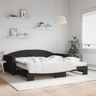 2-in-1 Slaapbank voor in woonkamer of slaapkamer - Zwart / 100 x 200 cm / met onderschuifbed en matras - Bedden &