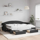 2-in-1 Slaapbank voor in woonkamer of slaapkamer - Zwart / 80 x 200 cm / met onderschuifbed en lade en matras - Bedden