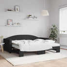 2-in-1 Slaapbank voor in woonkamer of slaapkamer - Zwart / 90 x 190 cm / met onderschuifbed en matras - Bedden &