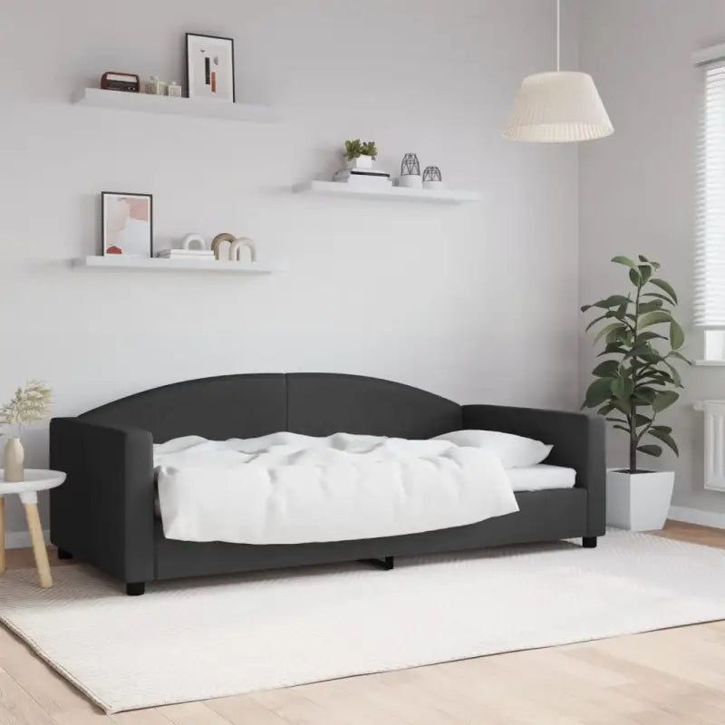 2-in-1 Slaapbank voor in woonkamer of slaapkamer - Zwart / 90 x 190 cm / zonder matras - Bedden & bedframes