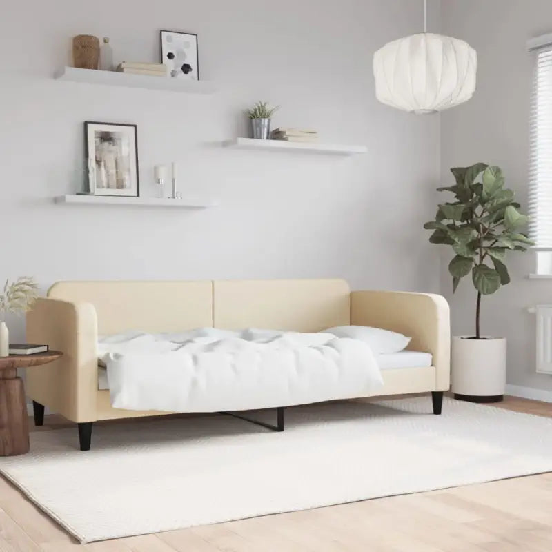 2-in-1 Slaapbank voor Woon- of Slaapkamer - Crème / 80 x 200 cm / zonder matras - Bedden & bedframes