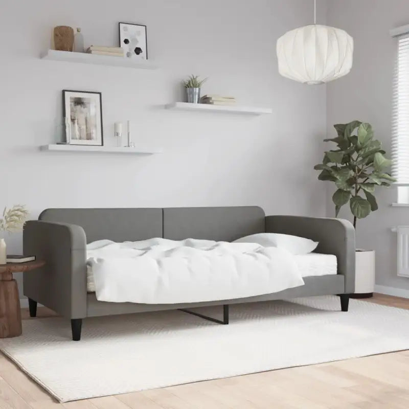 2-in-1 Slaapbank voor Woon- of Slaapkamer - Donkergrijs / 100 x 200 cm / met matras - Bedden & bedframes