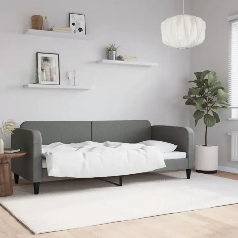 2-in-1 Slaapbank voor Woon- of Slaapkamer - Donkergrijs / 80 x 200 cm / zonder matras - Bedden & bedframes