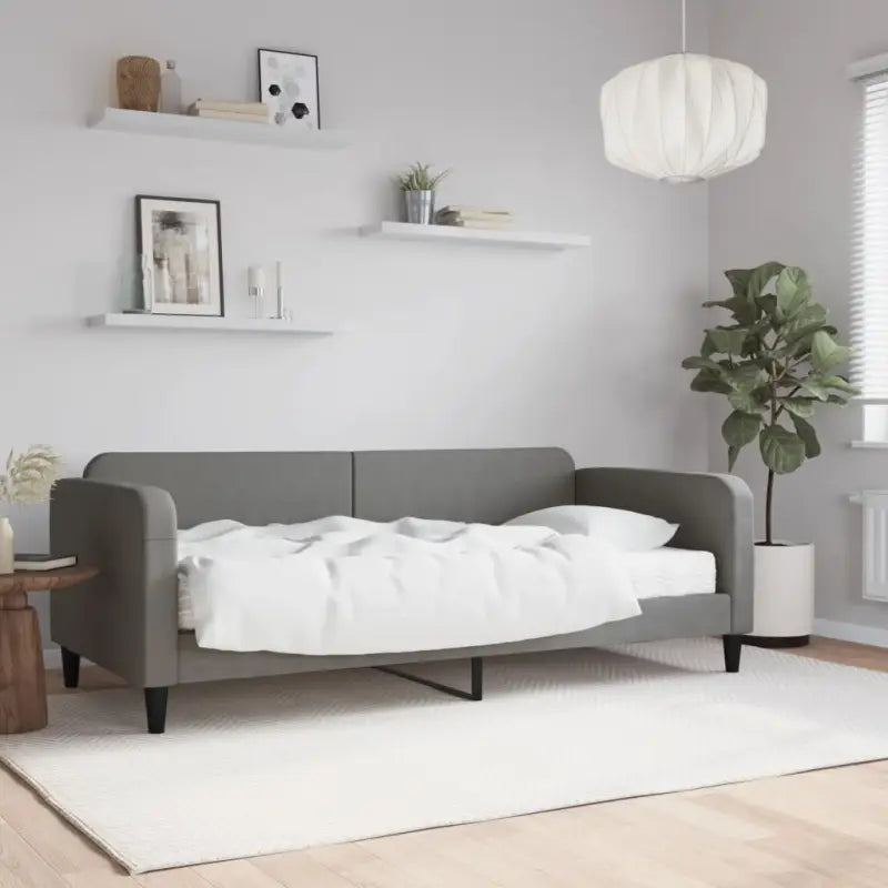 2-in-1 Slaapbank voor Woon- of Slaapkamer - Donkergrijs / 90 x 190 cm / met matras - Bedden & bedframes