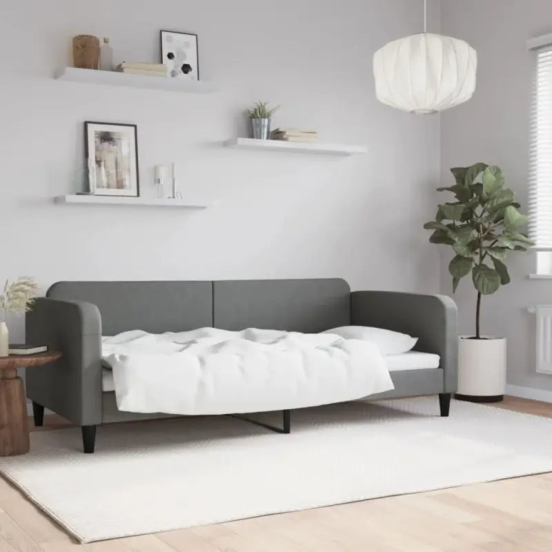 2-in-1 Slaapbank voor Woon- of Slaapkamer - Donkergrijs / 90 x 200 cm / zonder matras - Bedden & bedframes