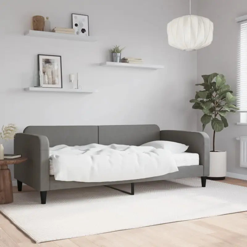2-in-1 Slaapbank voor Woon- of Slaapkamer - Donkergrijs / 90 x 200 cm / met matras - Bedden & bedframes