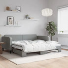 2-in-1 Slaapbank voor Woon- of Slaapkamer - Lichtgrijs / 100 x 200 cm / met onderschuifbed - Bedden & bedframes
