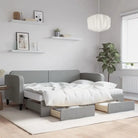 2-in-1 Slaapbank voor Woon- of Slaapkamer - Lichtgrijs / 80 x 200 cm / met onderschuifbed en lade en matras - Bedden &